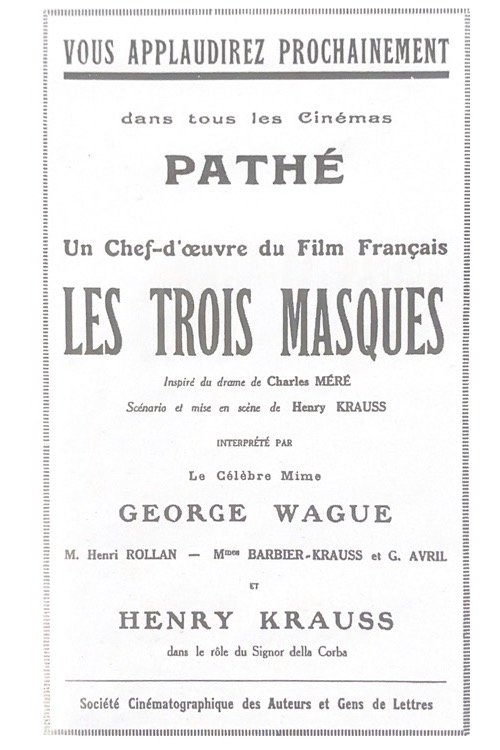 Affiche Les Trois masques